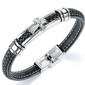 2pcs Leather Cross Bracelet Bundle